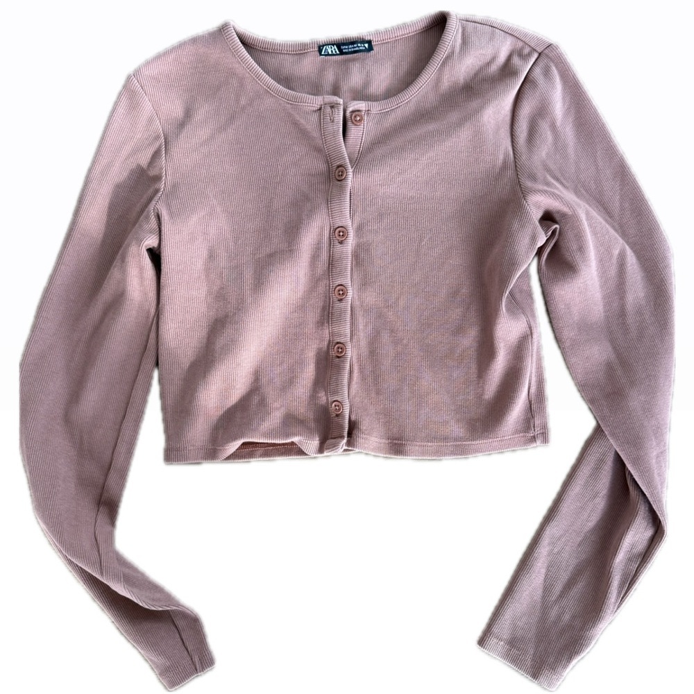 Zara - Long Sleeve Button-Up Crop Top